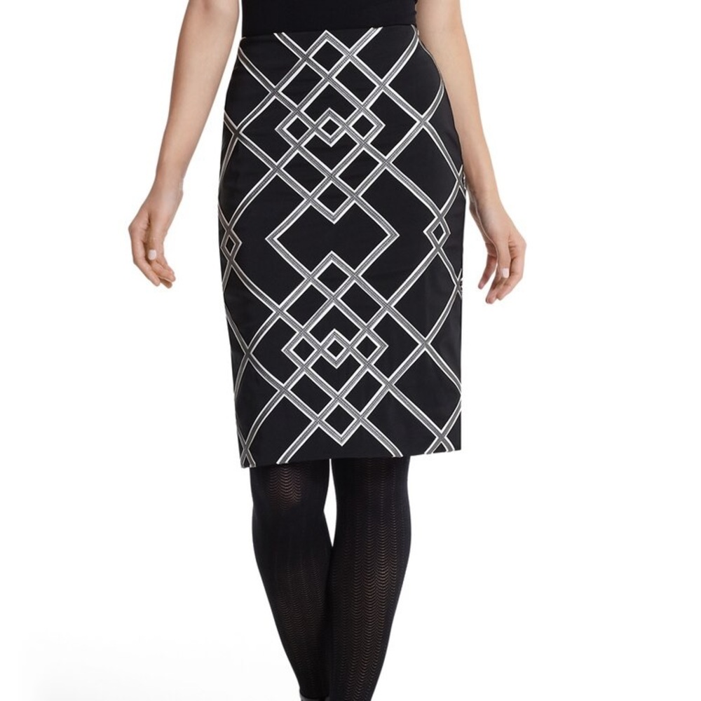 WHBM Black Pencil Skirt with Faux Leather Details